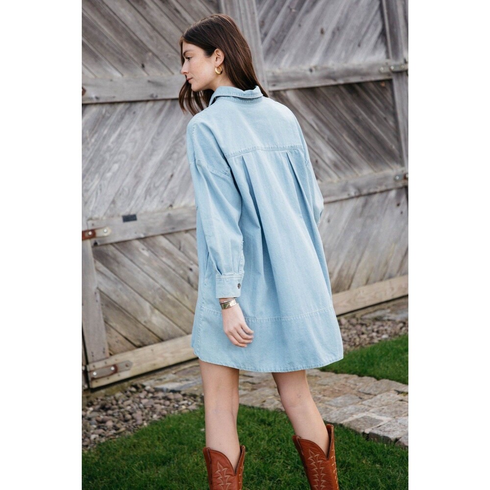 Lady Captain Luckenbach Chambray Mini Dress Long Sleeve Women’s L - Picture 7 of 15